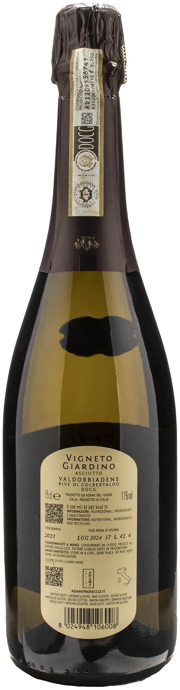 Adami Valdobbiadene Prosecco Vigneto Giardino Rive di Colbertaldo Dry 2023