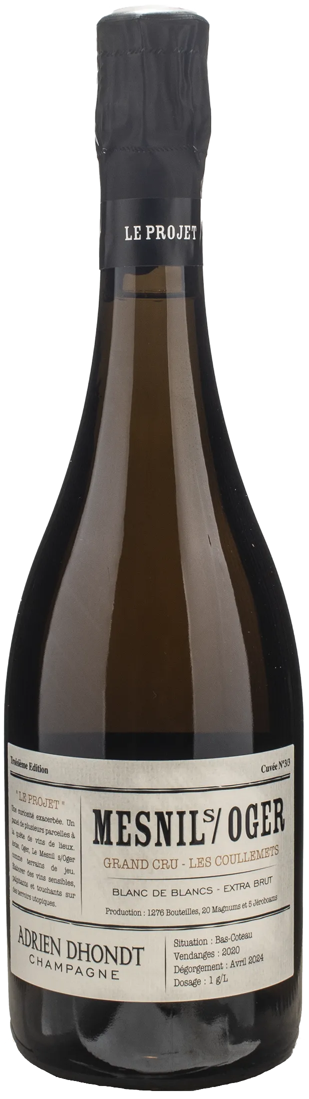 Adrien Dhondt Champagne Les Coullemets Grand Cru Blanc De Blancs Extra Brut 2020