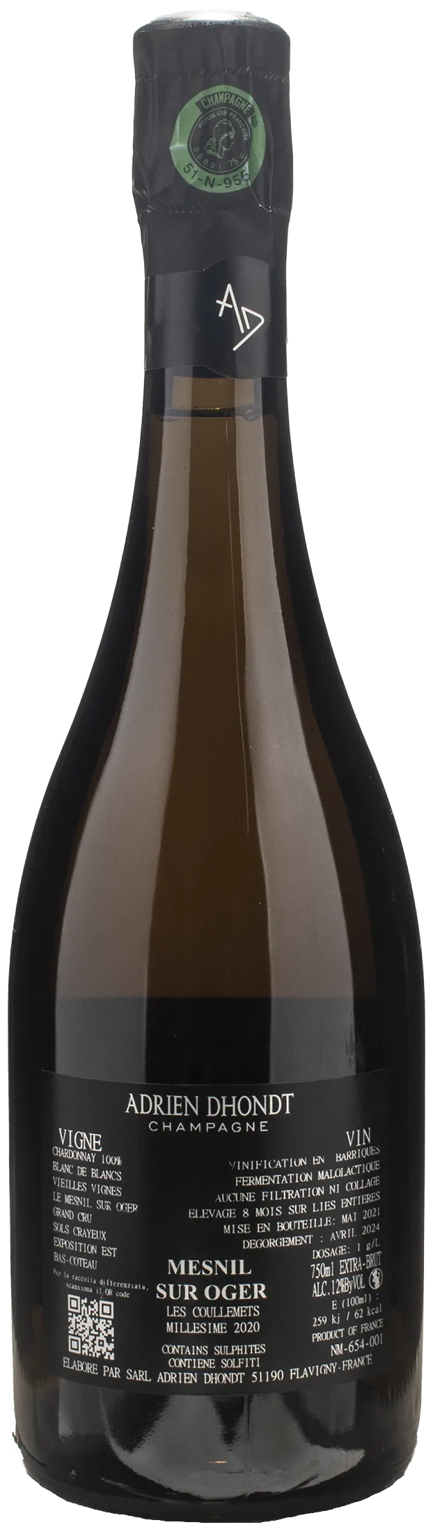Adrien Dhondt Champagne Les Coullemets Grand Cru Blanc De Blancs Extra Brut 2020