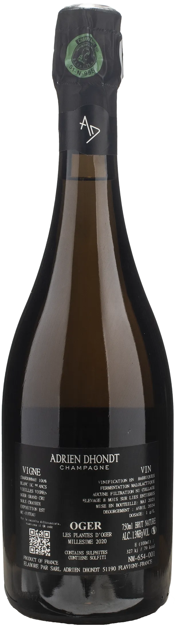 Adrien Dhondt Champagne Les Plantes d'Oger Grand Cru Blanc De Blancs Brut Nature 2020