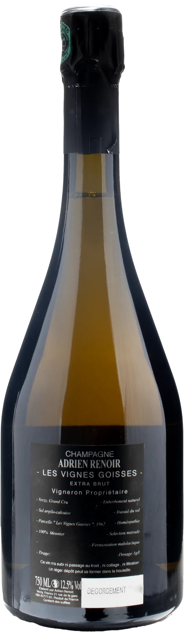 Adrien Renoir Champagne Les Vignes Goisses Grand Cru Pinot Meunier Extra Brut 2019