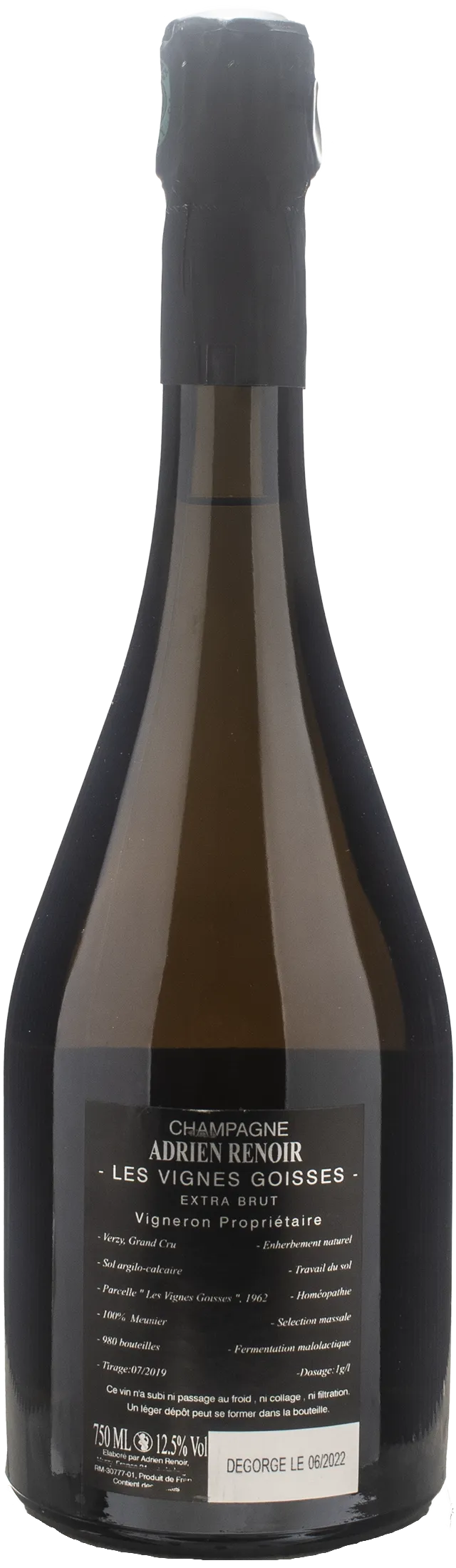 Adrien Renoir Champagne Les Vignes Goisses Grand Cru Pinot Meunier Extra Brut 2018
