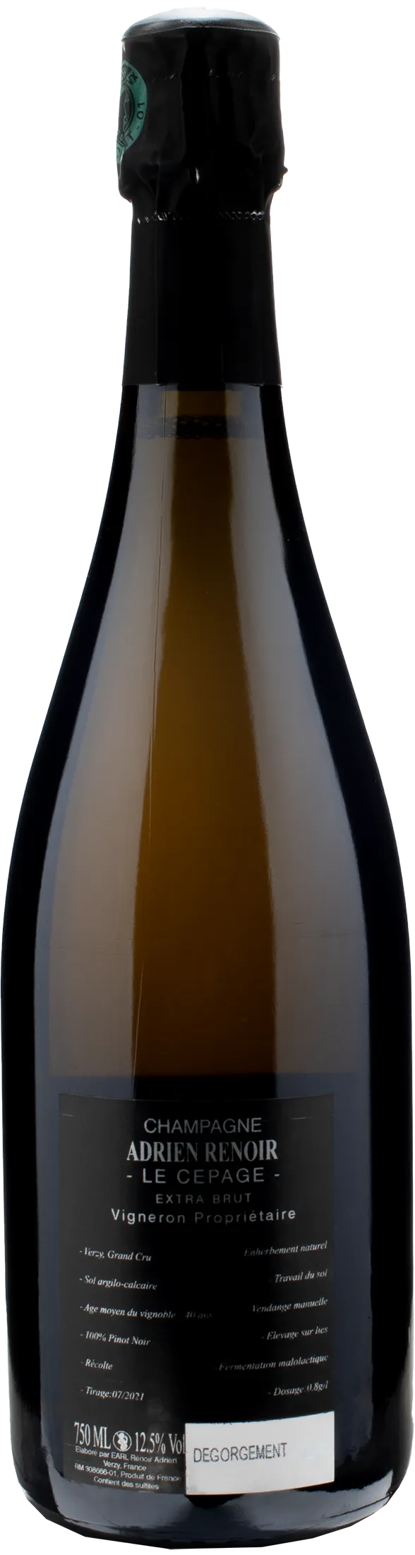 Adrien Renoir Champagne Le Cepage Grand Cru Pinot Noir Assemblage Extra Brut