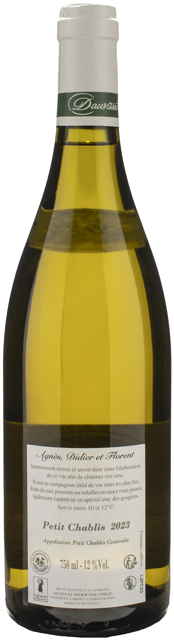 Agnes et Didier Dauvissat Petit Chablis Les Deux Terres 2023