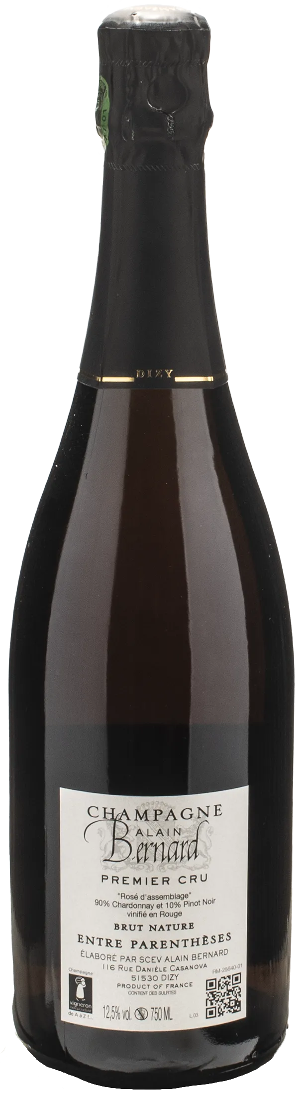 Alain Bernard Champagne Entre Parentheses 1er Cru Rosè Brut Nature