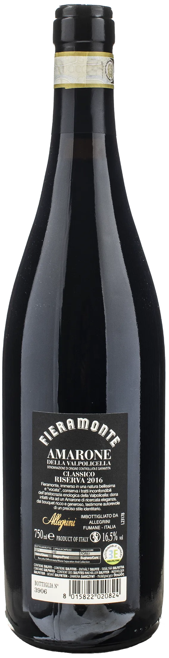 Allegrini Amarone della Valpolicella Classico Fieramonte Riserva 2016