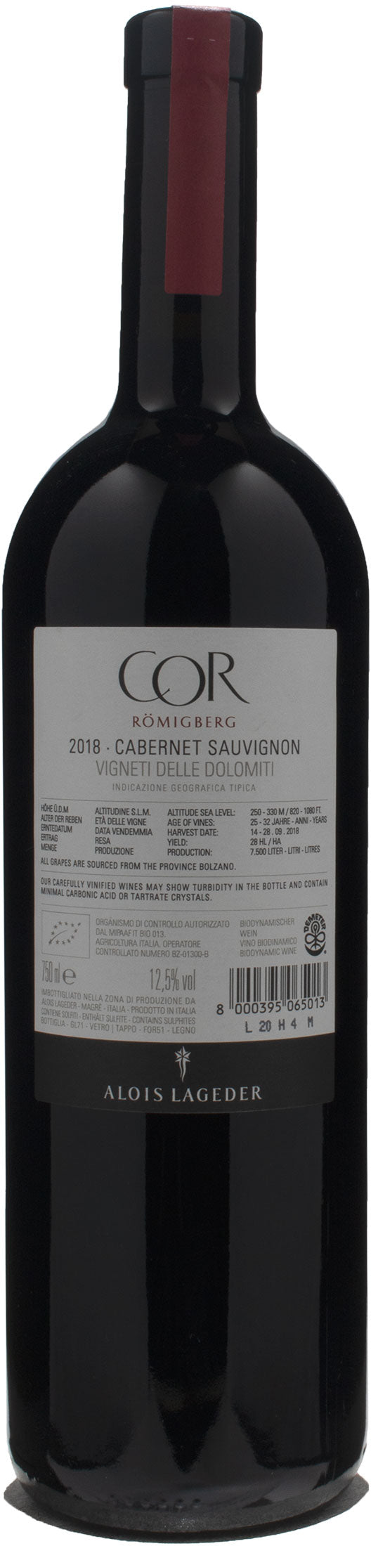 Alois Lageder Cabernet Sauvignon Cor Romigberg 2018