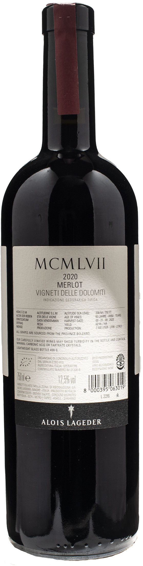 Alois Lageder MCMLVII Merlot Vecchie Viti 2020