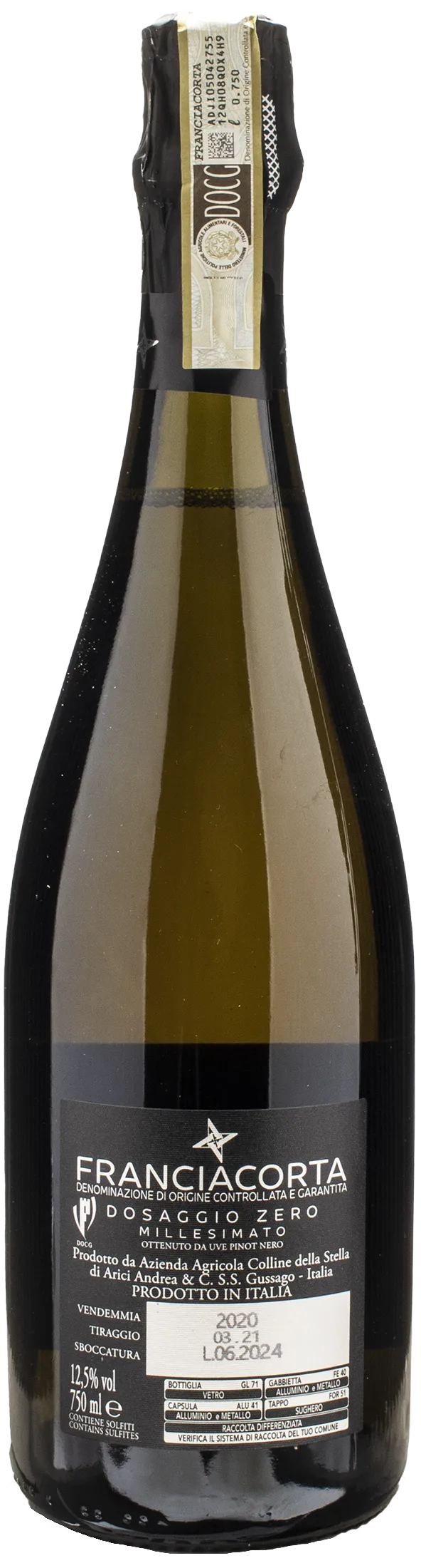 Andre Arici Franciacorta Zero Nero Dosaggio Zero 2020