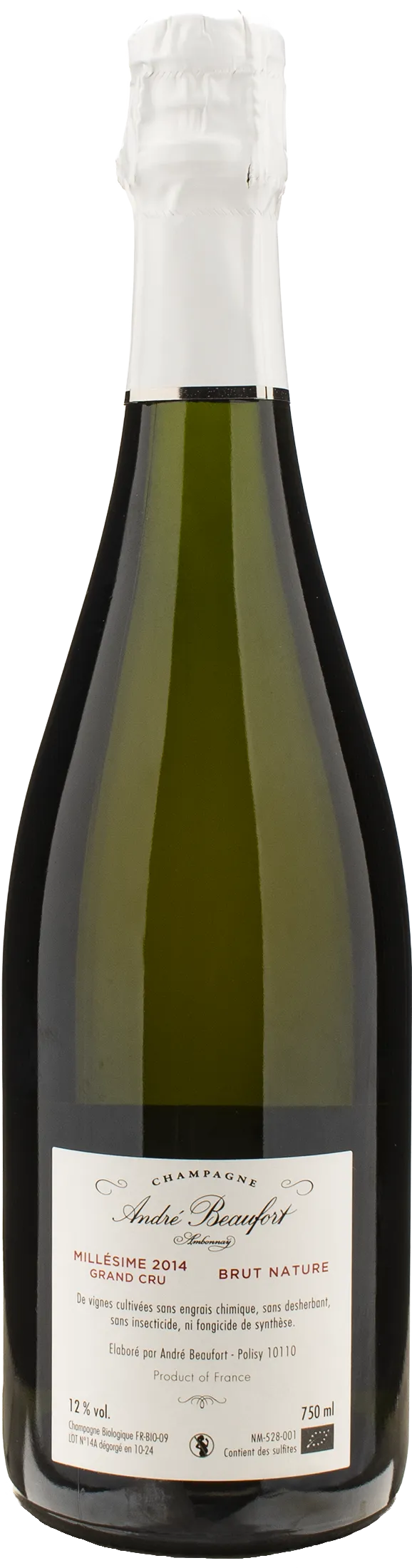 Andre Beaufort Champagne Ambonnay Grand Cru Brut Nature 2014