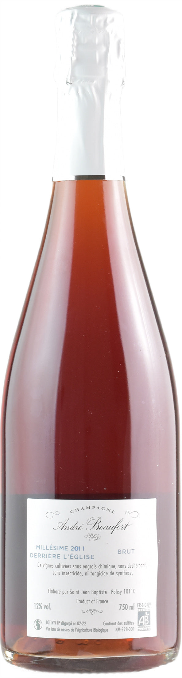 Andre Beaufort Champagne Derriere L'Eglise Brut Nature Rosè 2011