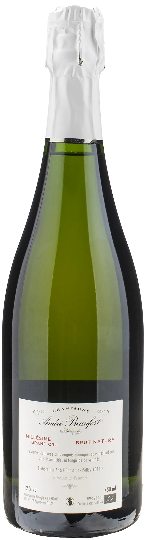 Andre Beaufort Champagne Ambonnay Grand Cru Brut Nature 2017