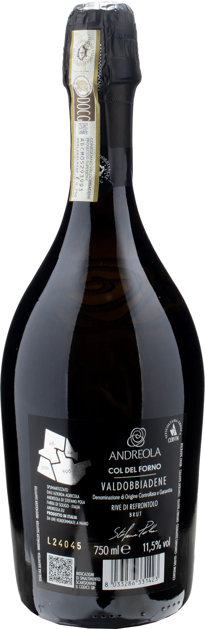 Andreola Valdobbiadene Prosecco Rive di Refrontolo Col del Forno Brut