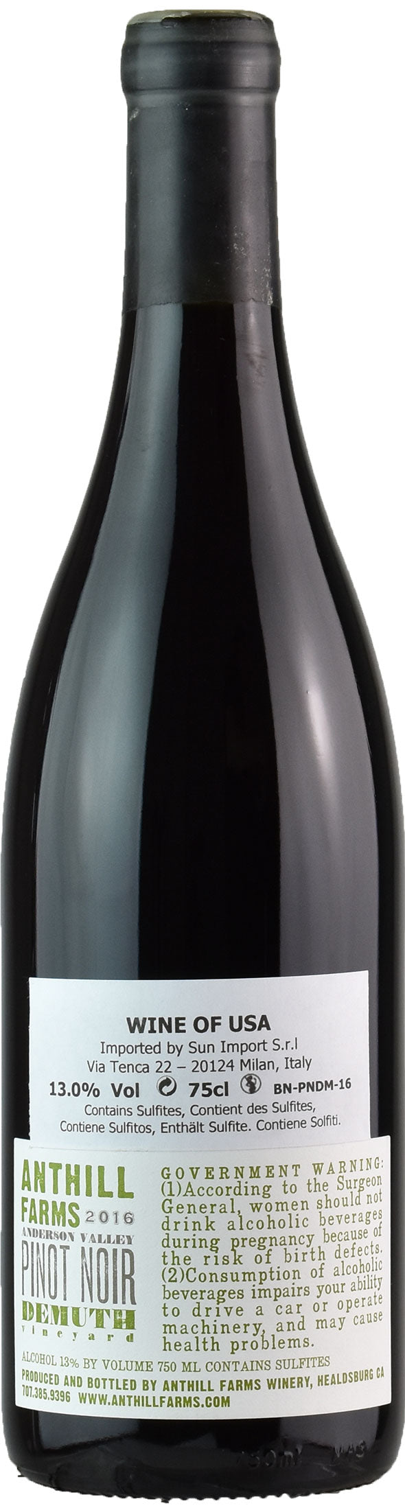 Anthill Farms Demuth Pinot Noir Vineyard 2016