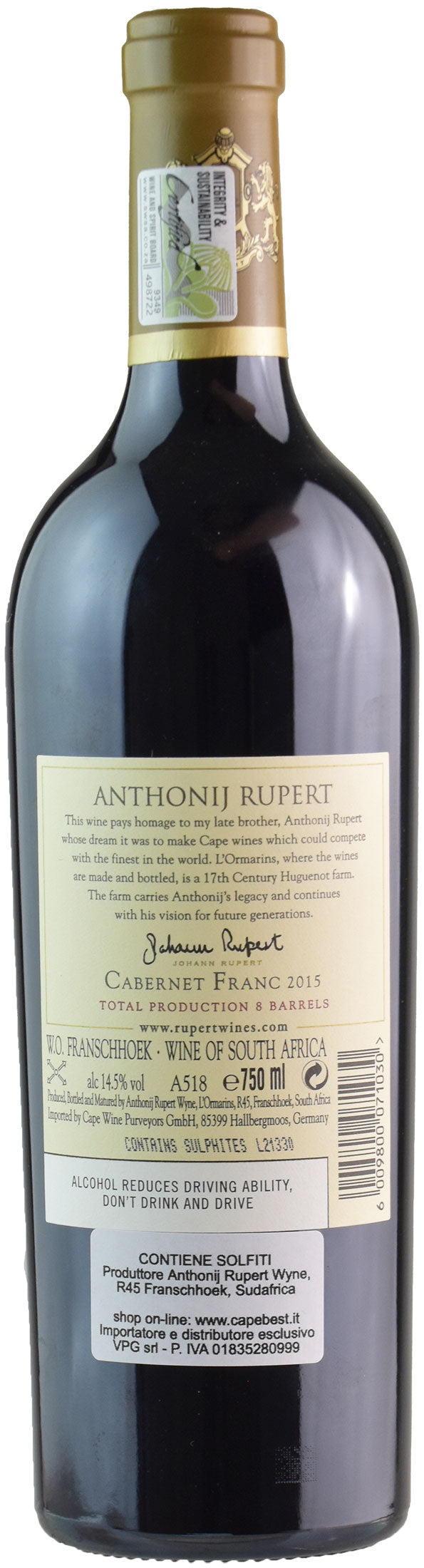 Anthonij Rupert Cabernet Franc 2015