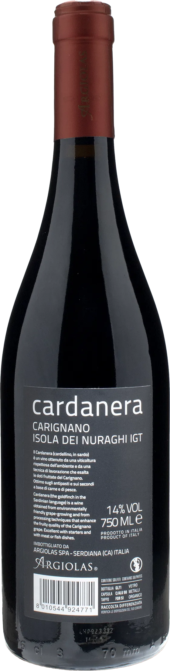 Argiolas Carignano Isola dei Nuraghi Cardanera 2022