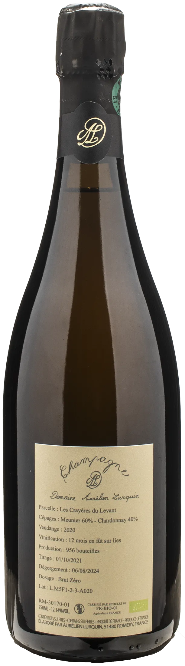 Aurelien Lurquin Champagne Brut Nature Crayeres du Levant 2020
