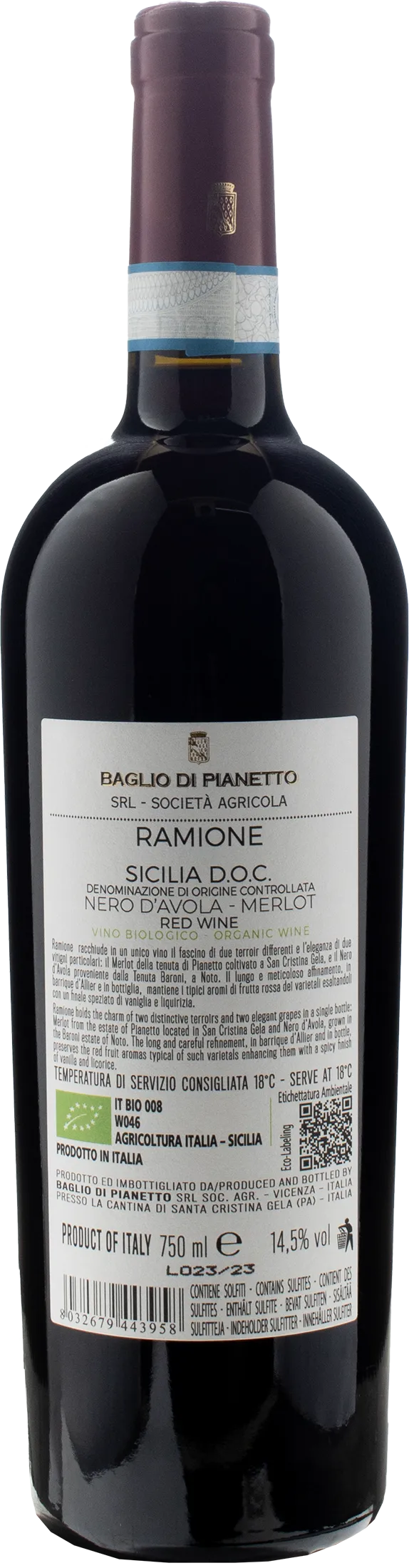 Baglio di Pianetto Nero d'Avola Merlot Ramione 2020