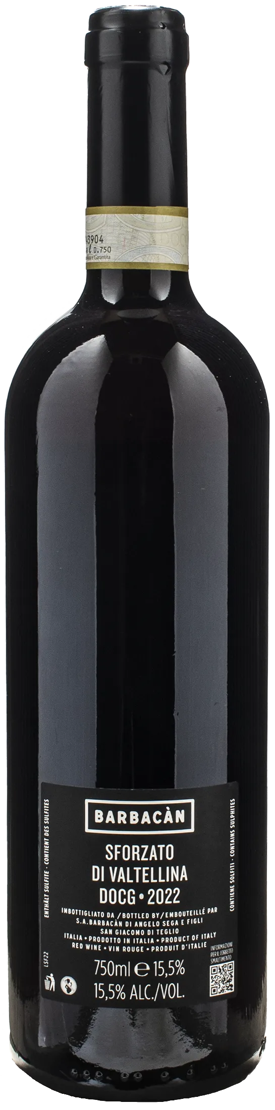 Barbacan Sforzato di Valtellina 2022