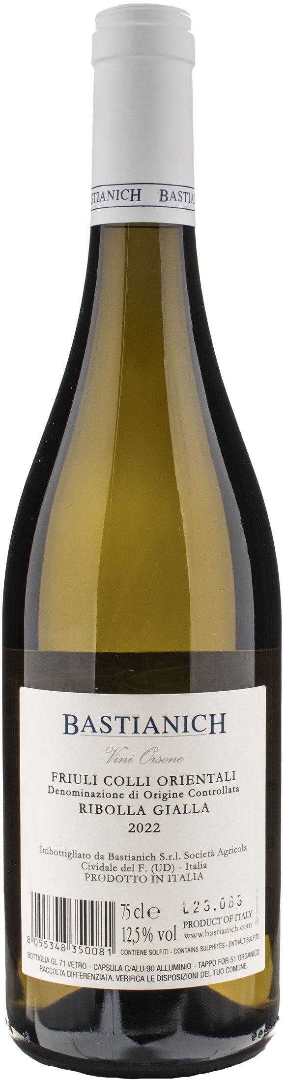 Bastianich Ribolla Gialla Vini Orsone 2022