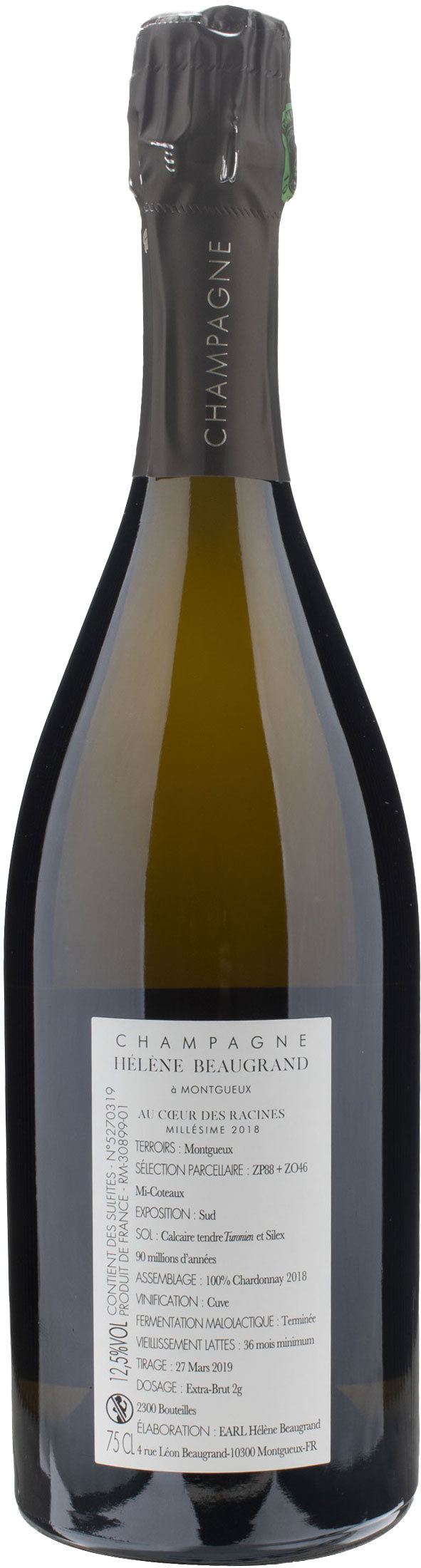 Helene Beaugrand Montgueux Champagne Au Coeur des Racines Blanc de Blancs Extra Brut 2018