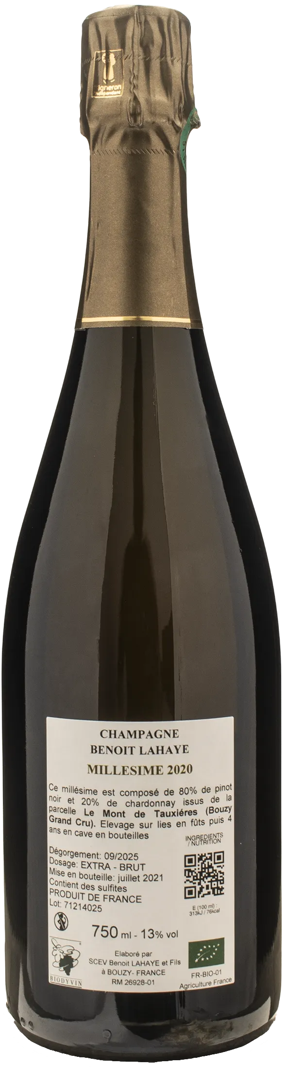 Benoit Lahaye Champagne Grand Cru Extra Brut 2020