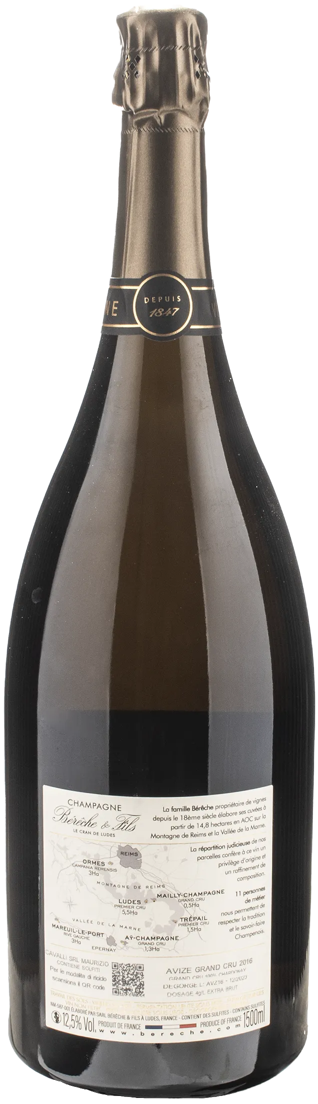 Bereche Champagne Grand Cru Avize Cuvee Unique Extra Brut Magnum 2016