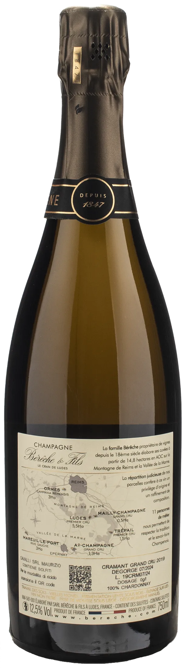 Bereche & Fils Champagne Grand Cru Cramant Dosage Zero 2019