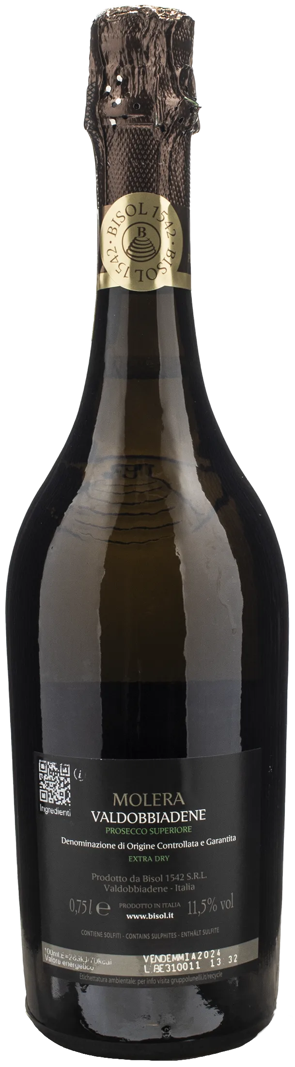 Bisol 1542 Valdobbiadene Prosecco Superiore Molera Extra Dry 2024