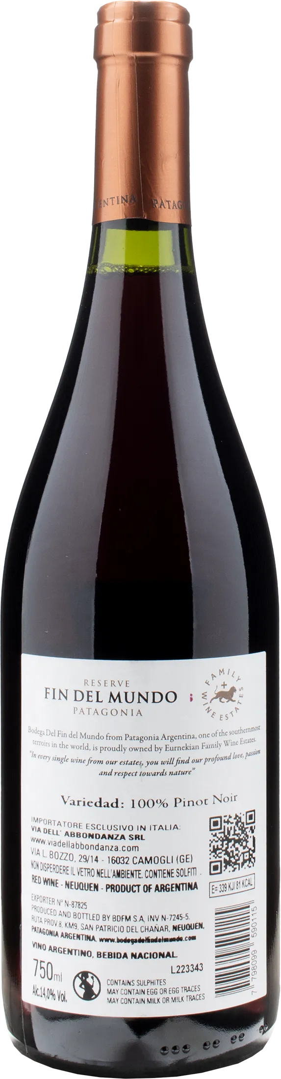Bodega del Fin del Mundo Pinot Noir Reserva 2022