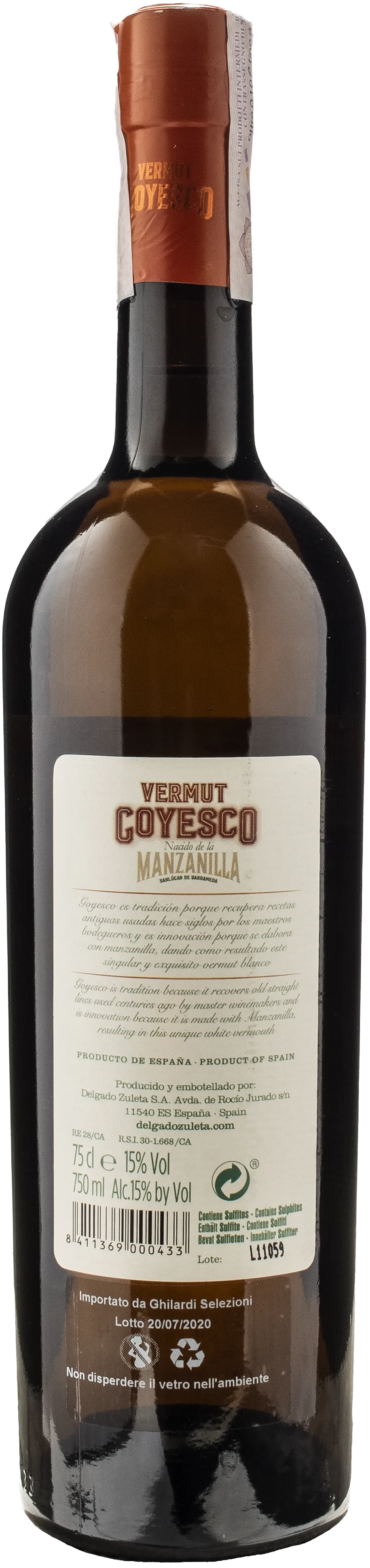 Bodega Delgado Zuleta Vermut Goyesco 0.75 L