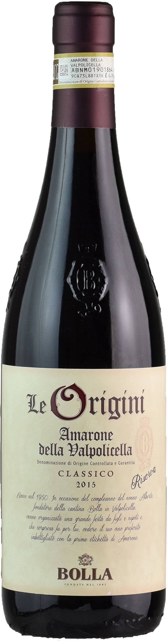 Bolla Amarone della Valpolicella Classico Le Origini Riserva 2015