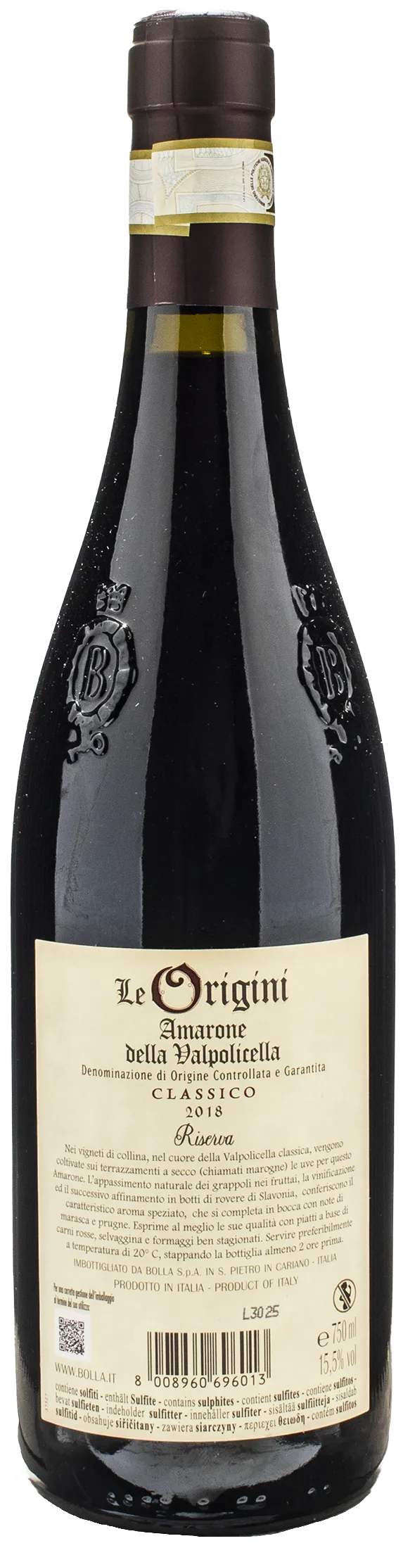 Bolla Amarone della Valpolicella Classico Le Origini Riserva 2018