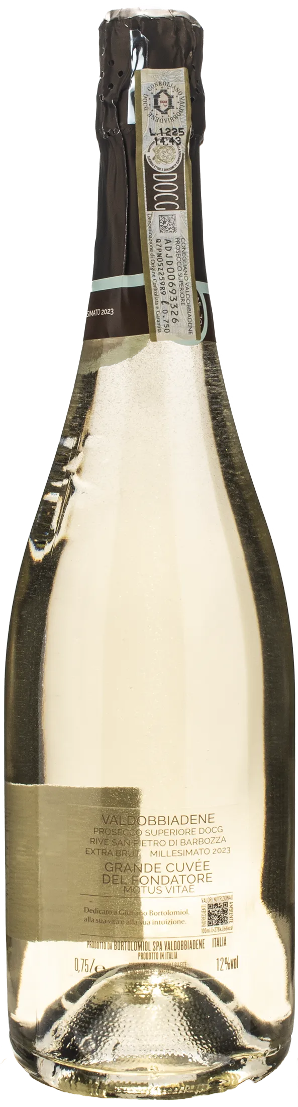 Bortolomiol Valdobbiadene Prosecco Superiore Extra Brut Grande Cuvee del Fondatore Motus Vitae 2023