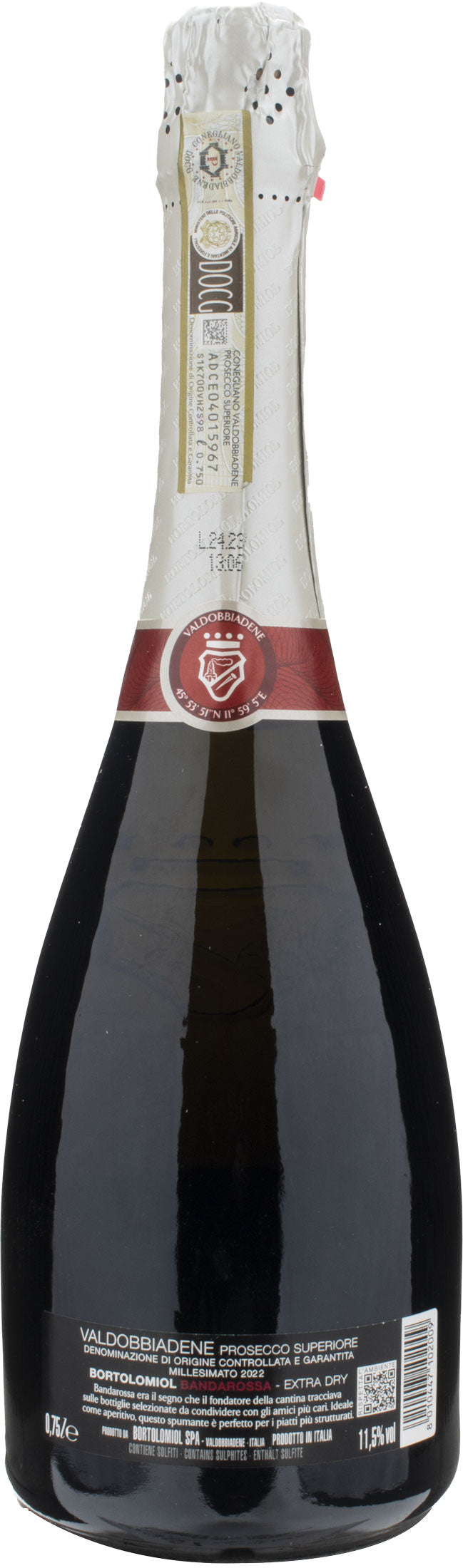 Bortolomiol Valdobbiadene Prosecco Superiore Bandarossa Millesimato Extra Dry 2022
