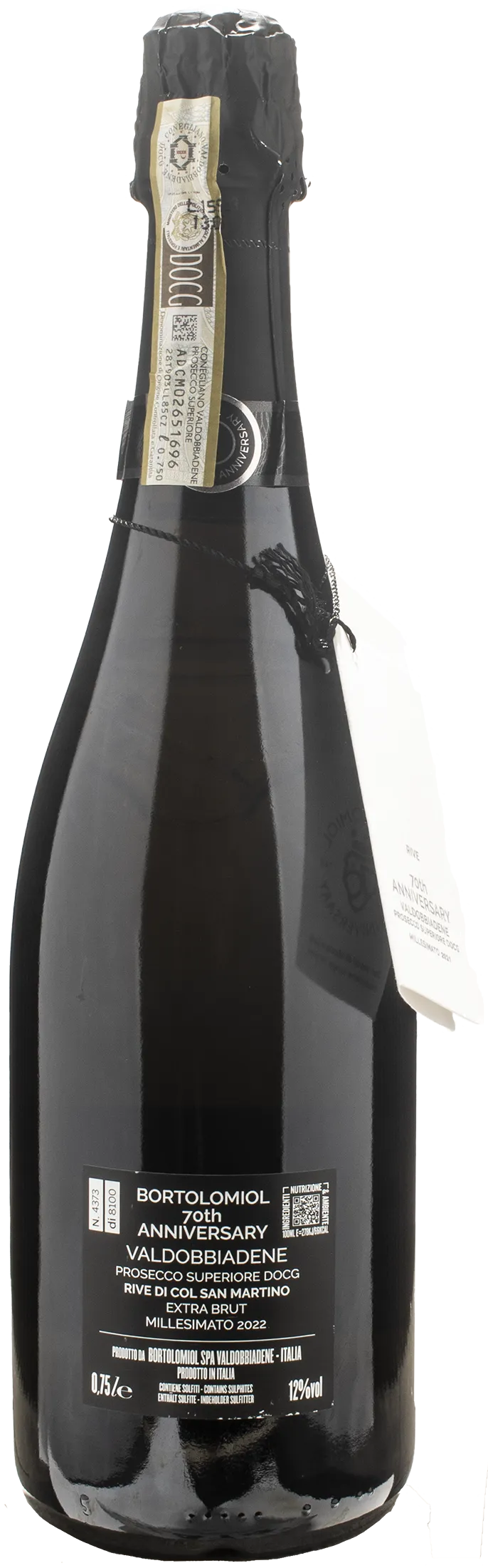 Bortolomiol Valdobbiadene Prosecco Superiore Rive Col San Martino 70th Anniversary Extra Brut 2022