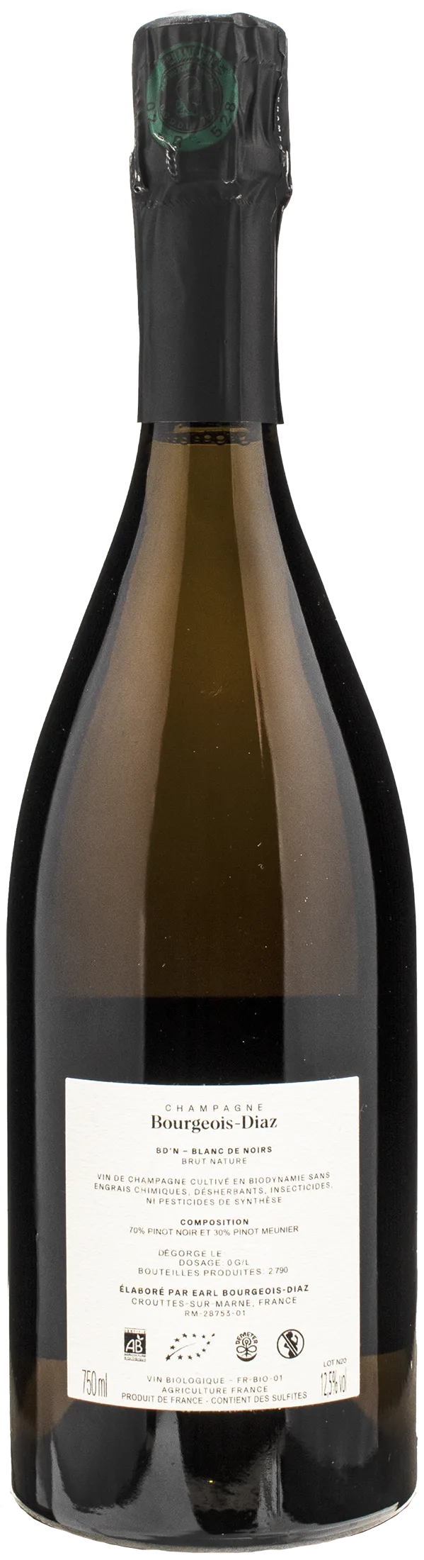 Bourgeois Diaz Champagne BD'N Blanc de Noirs Brut Nature