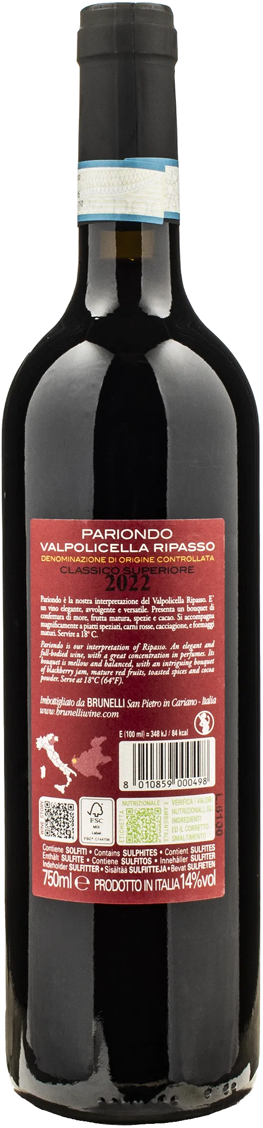 Brunelli Valpolicella Ripasso Classico Superiore Pariondo 2022