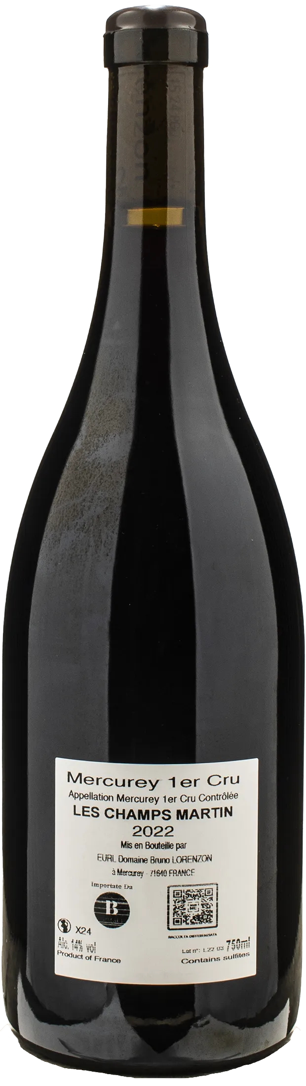 Bruno Lorenzon Mercurey 1er Cru Champ Martin Rouge 2022