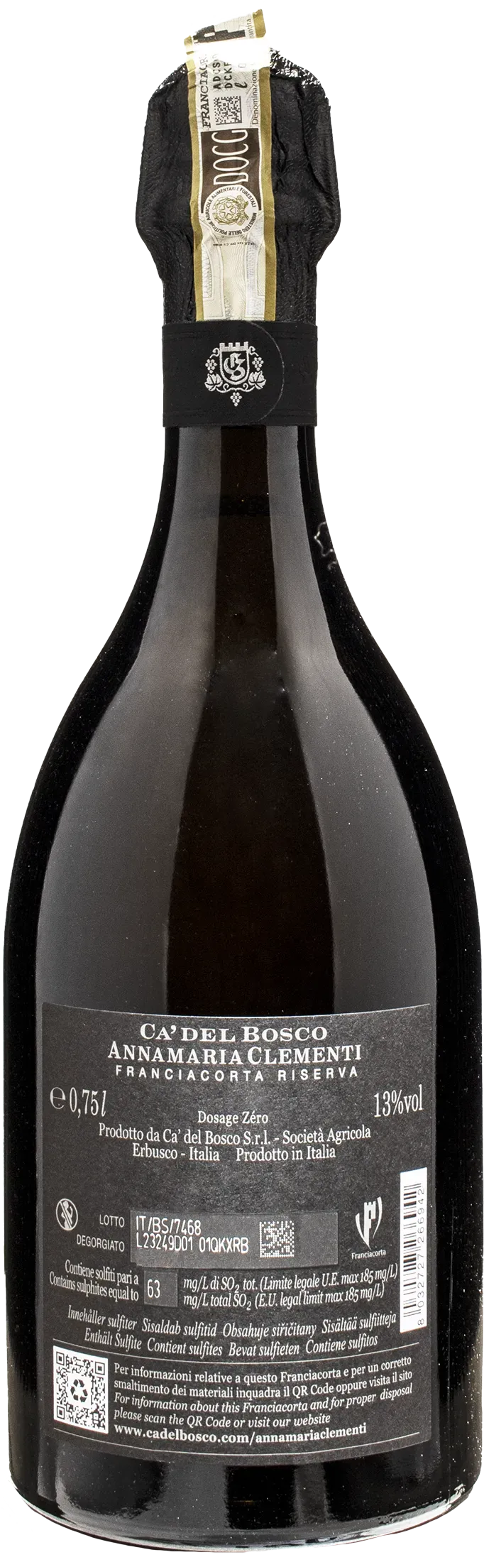 Ca' del Bosco Franciacorta Annamaria Clementi Dosage Zero Riserva Magnum 2016