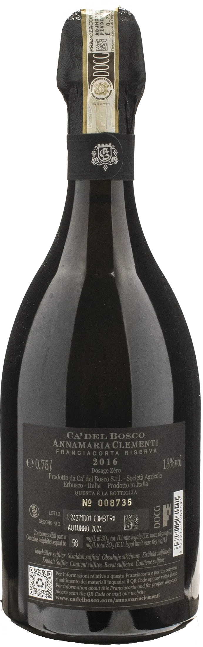 Ca' del Bosco Franciacorta Annamaria Clementi Dosage Zero Riserva 2016