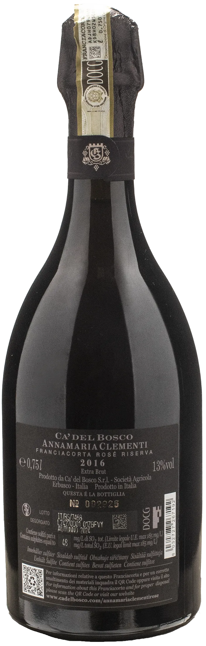 Ca' del Bosco Franciacorta Extra Brut Rosè Riserva Cuvee Annamaria Clementi 2016
