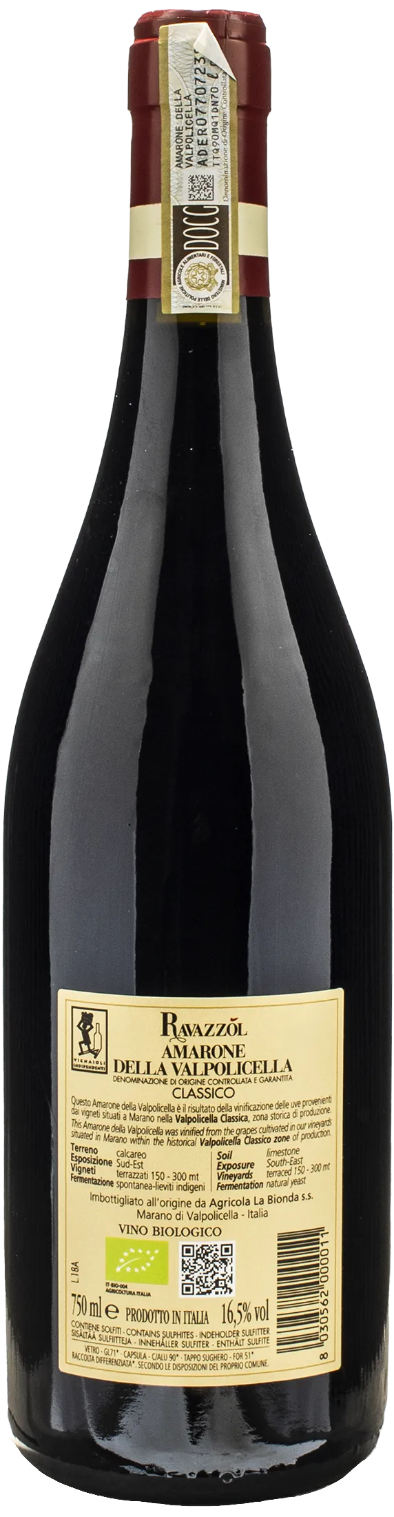 Ca La Bionda Amarone della Valpolicella Classico Ravazzol 2018