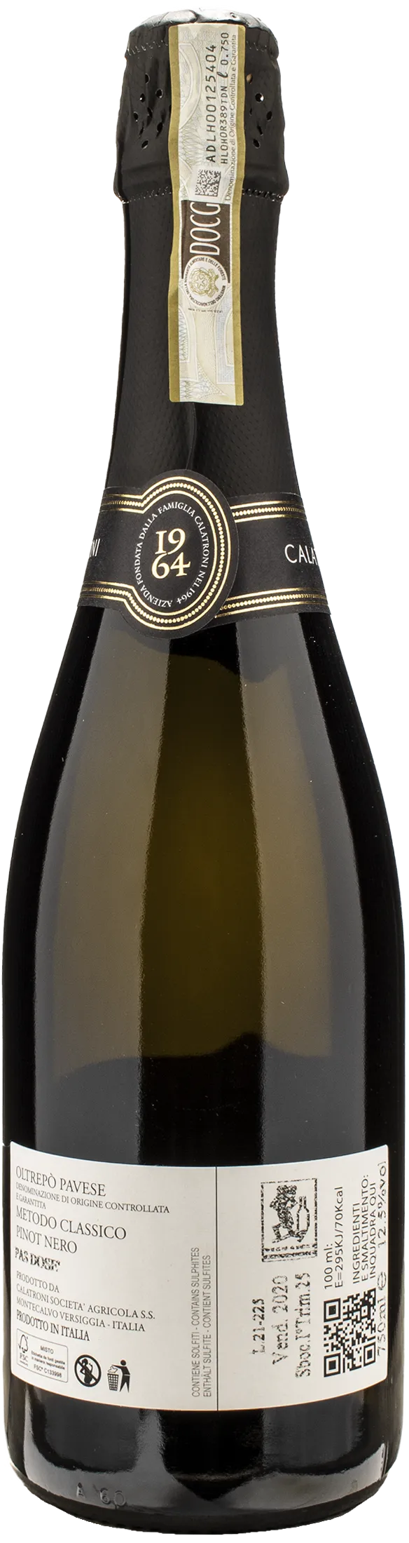 Calatroni Poggio dei Duca Oltrepo Pavese Metodo Classico Pinot Nero Pas Dose 2020