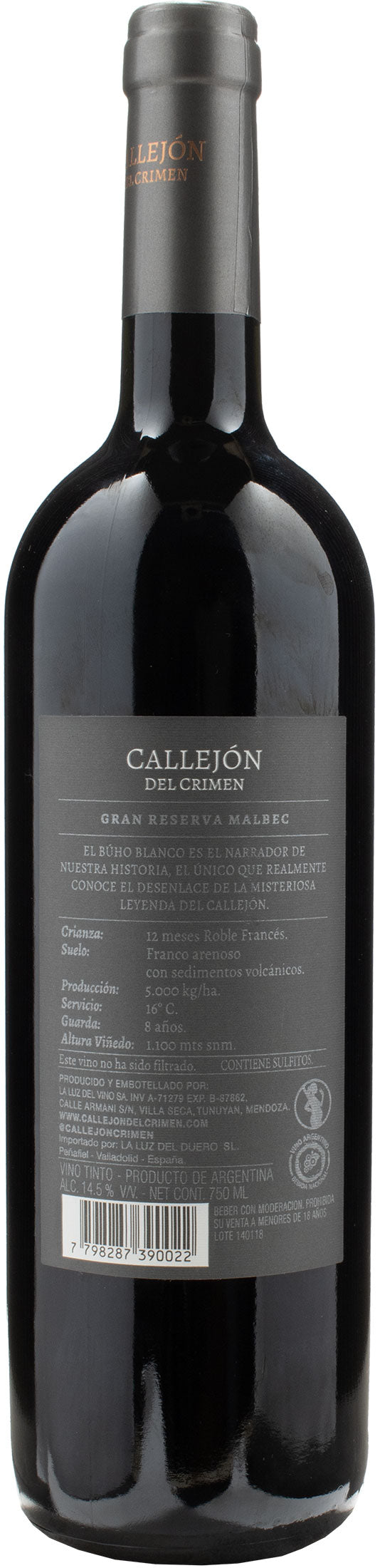 Callejon del Crimen Gran Reserva Malbec 2018