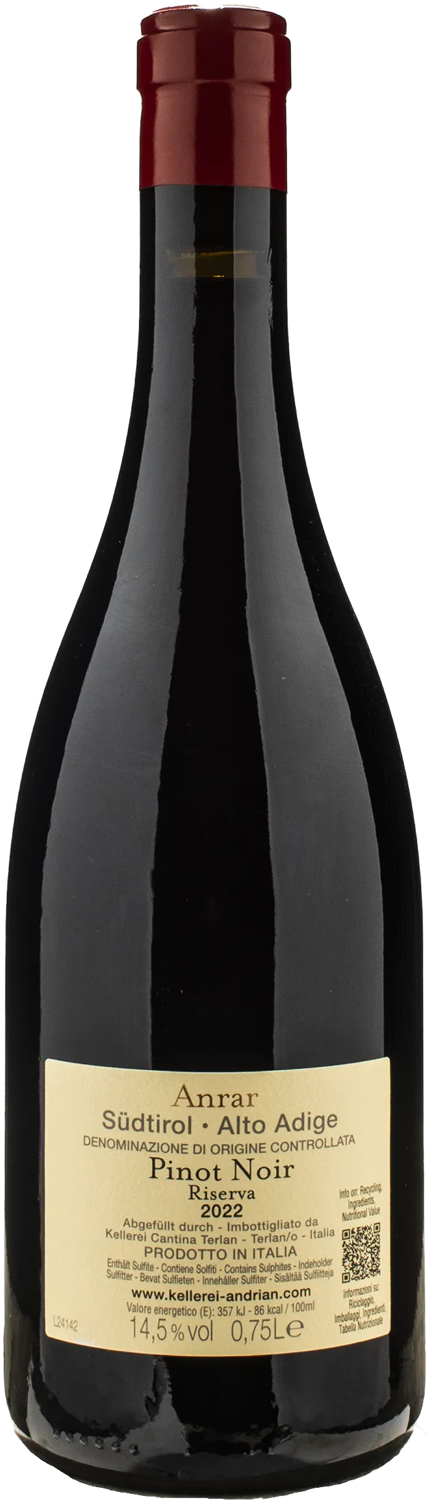 Cantina Andriano Pinot Nero Anrar Riserva 2022