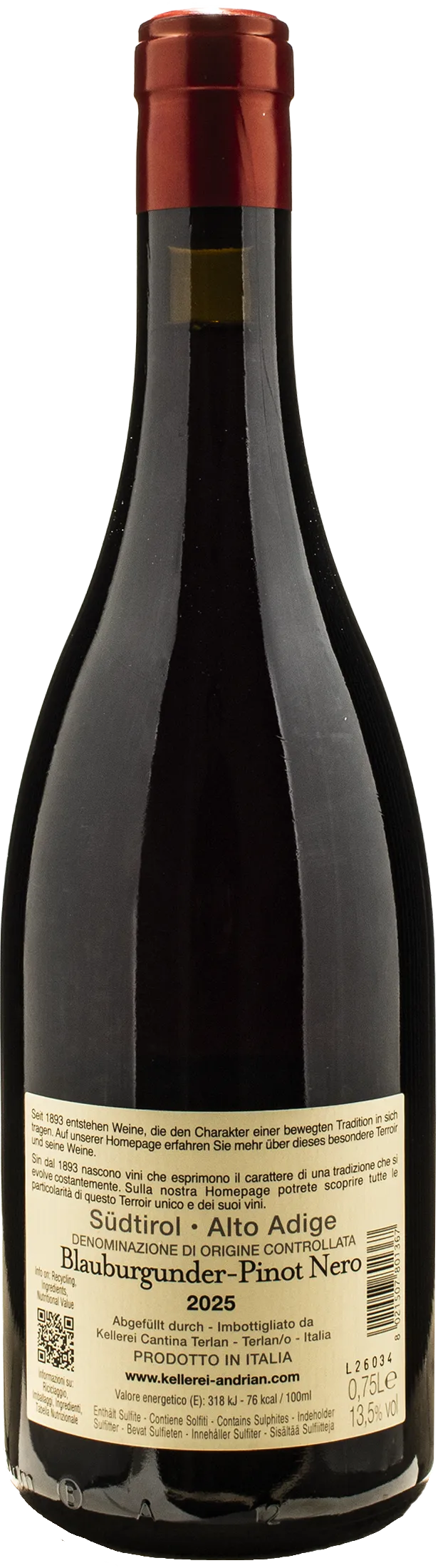 Cantina Andriano Pinot Noir 2025