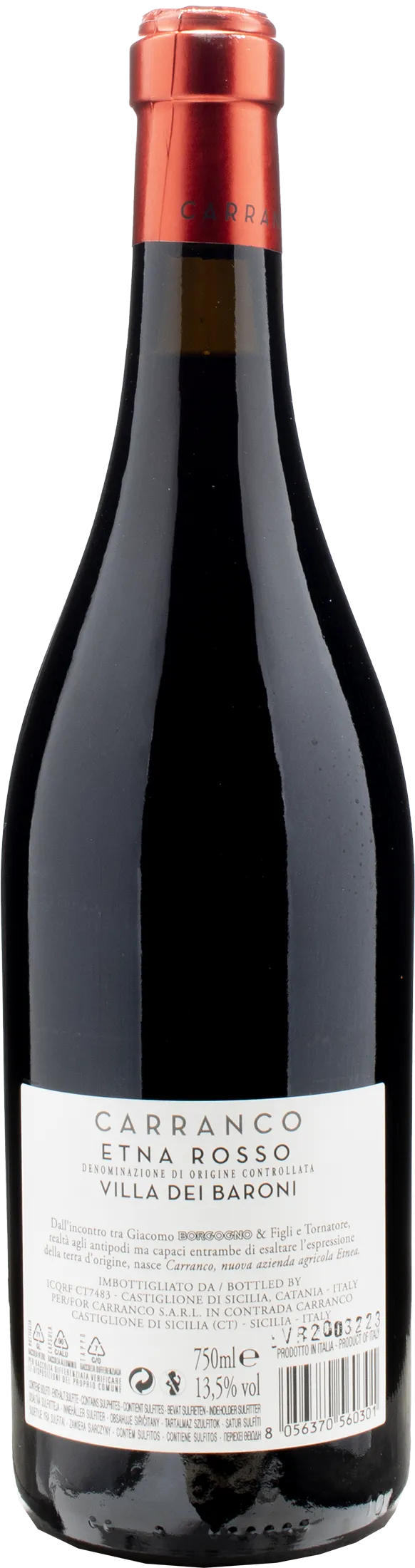 Carranco Etna Rosso Villa dei Baroni 2020