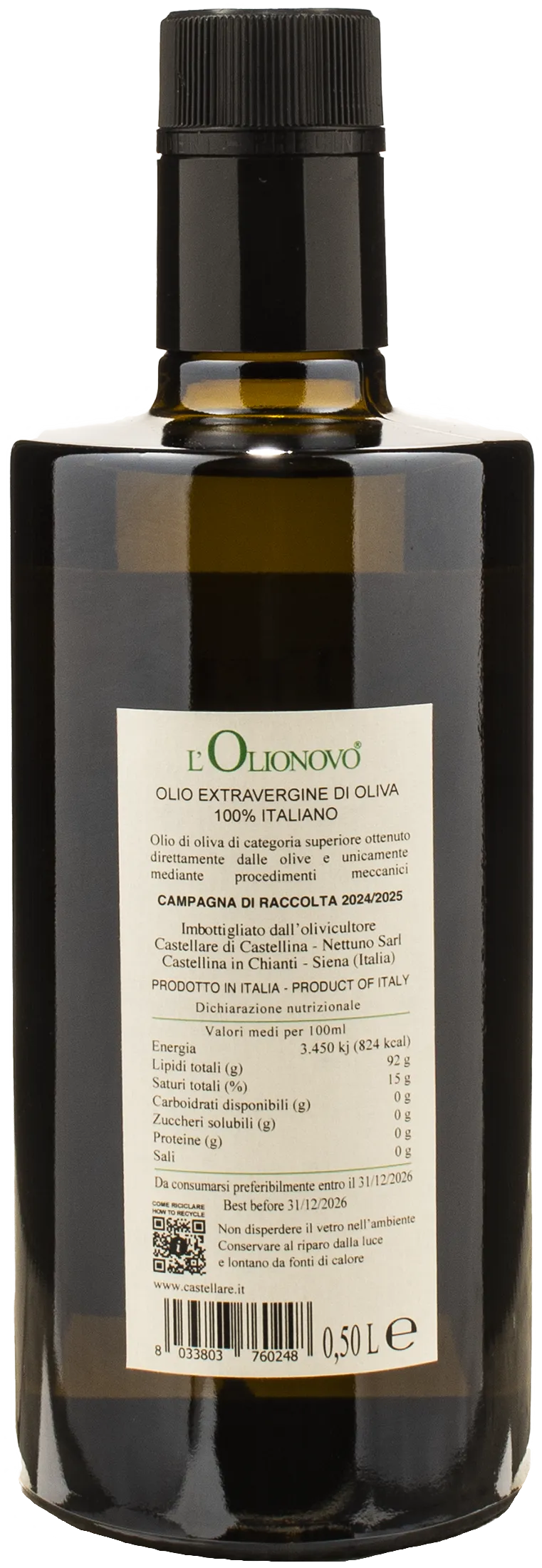 Castellare di Castellina L'Olionovo Olio Extra Vergine d'Oliva 0.5L 2024