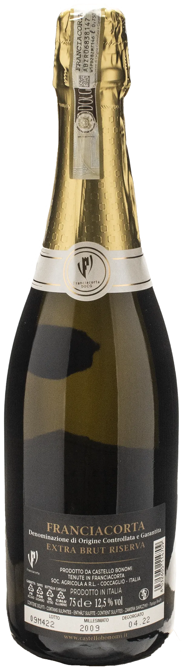 Castello Bonomi Franciacorta Riserva Extra Brut Lucrezia Etichetta Bianca 2009